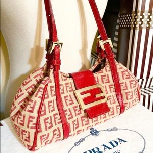 Fendi Mama Zucchino Baguette. Rare beauty. Canvas and leather. COLLECTORS PIECE